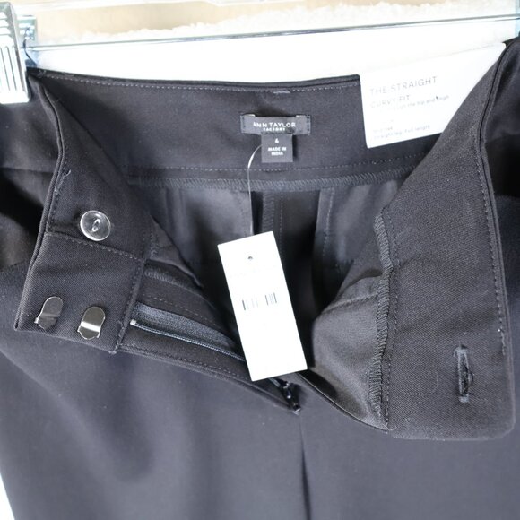 Ann Taylor The Straight Leg Curvy Fit Black Pants Womens Size 6 NWT - Picture 5 of 10